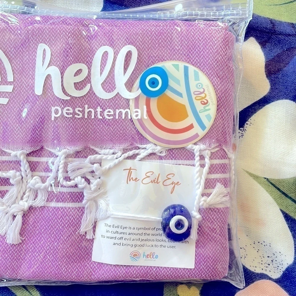 Brand New Peshtemal Turkish Beach Towel Prewashed 100% Cotton, 39”x71” Purple
